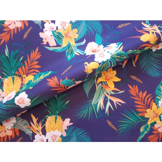 Tkanina tapicerska wzory Welur Zielone ananasy