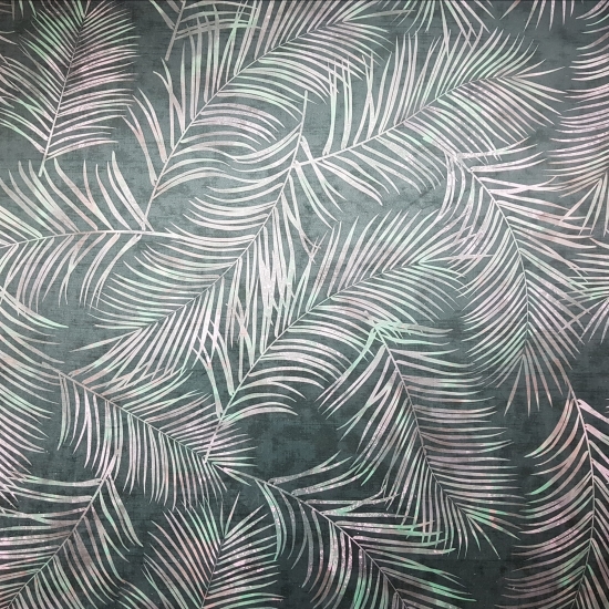 Tkanina tapicerska wzory Welur Liście tropikalne ciemna zieleń