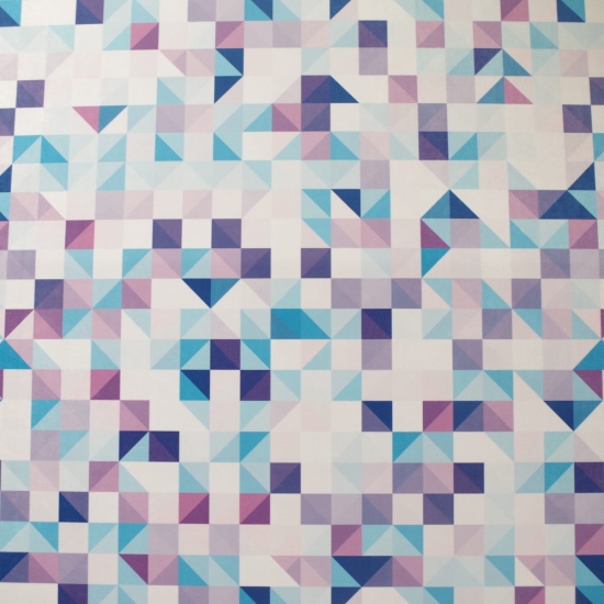 Tkanina tapicerska wzory Welur Trójkąty małe fiolet