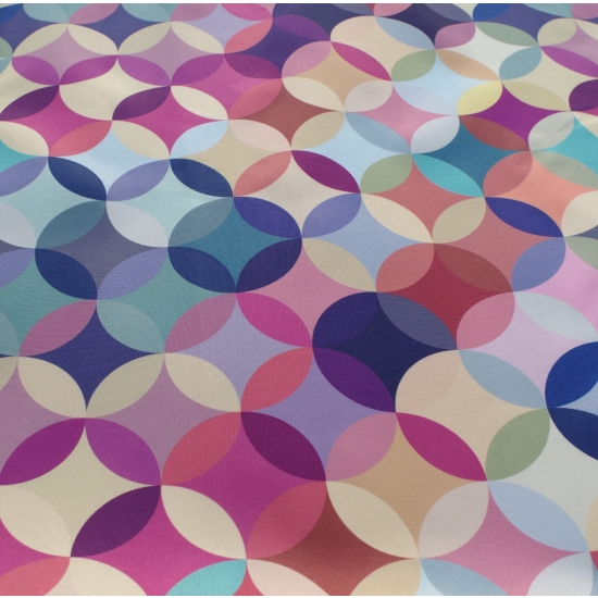 Tkanina tapicerska drukowana plecionka Koła retro