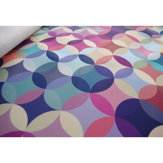 Tkanina tapicerska drukowana plecionka Koła retro