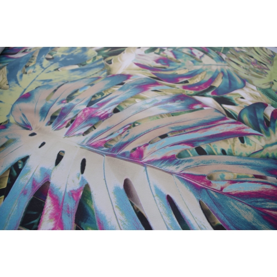 Tkanina tapicerska wzory Welur Liście monstera