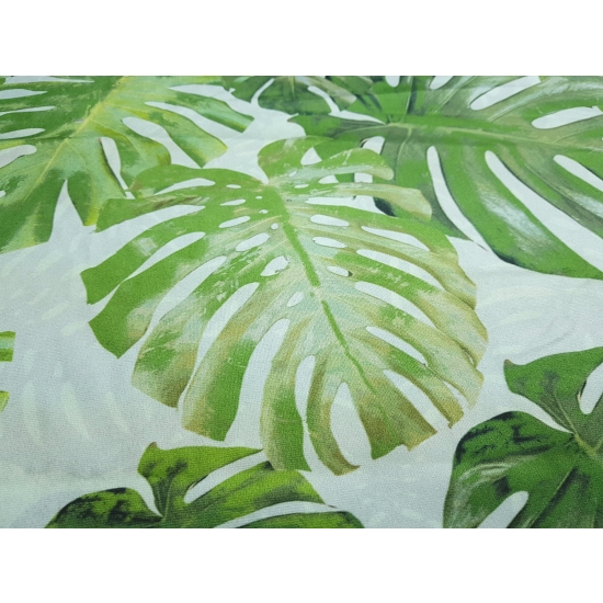 Tkanina tapicerska wzory Welur Liście monstera zielona