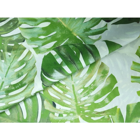 Tkanina tapicerska wzory Welur Liście monstera zielona