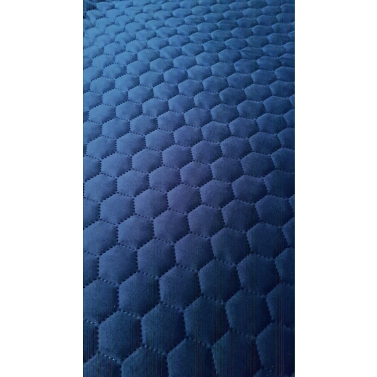 Tkanina tapicerska Welur pikowany heksagony granatowe