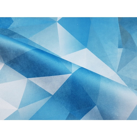 Tkanina tapicerska wzory Welur Trójkąty niebieskie