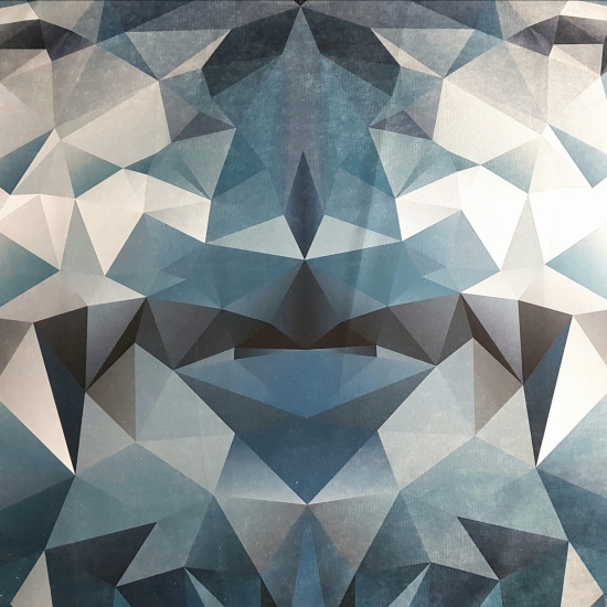 Tkanina tapicerska wzory Welur Trójkąty granatowe