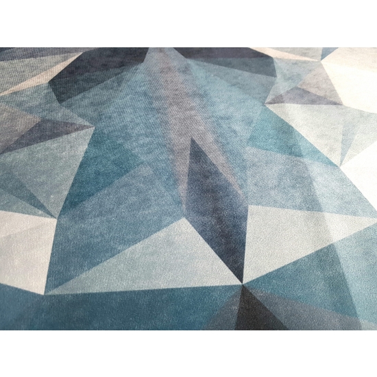 Tkanina tapicerska wzory Welur Trójkąty granatowe