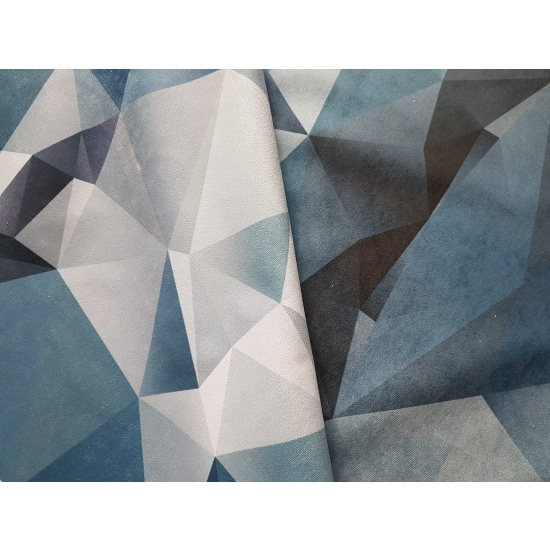 Tkanina tapicerska wzory Welur Trójkąty granatowe