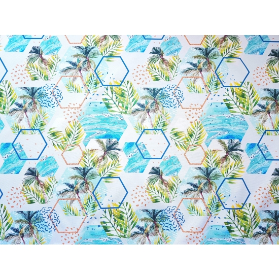 Tkanina wodoodporna poliester wodoodporny Heksagony z palmami