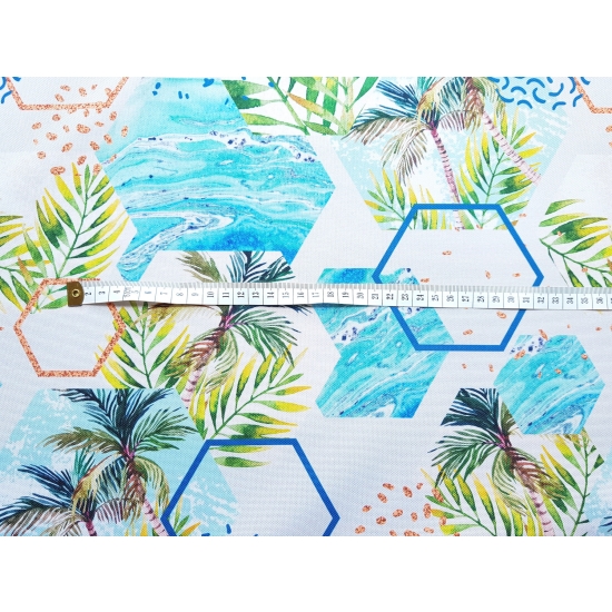 Tkanina wodoodporna poliester wodoodporny Heksagony z palmami