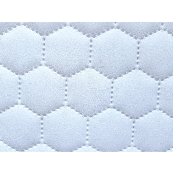 Tkanina tapicerska Ekoskóra pikowana heksagony biała