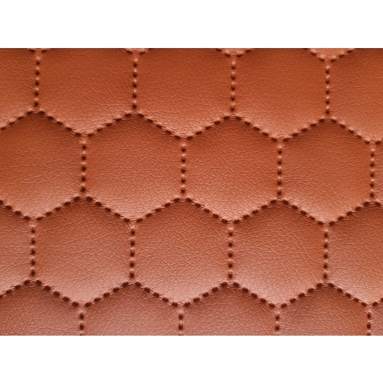 Tkanina tapicerska Ekoskóra pikowana heksagony jasny brąz