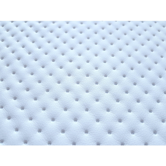 Tkanina tapicerska Ekoskóra pikowana kropki biała