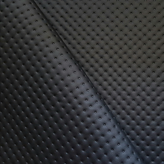 Tkanina tapicerska Ekoskóra pikowana kropki czarna