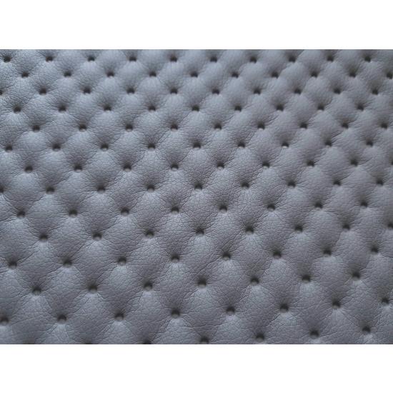 Tkanina tapicerska Ekoskóra pikowana kropki szara