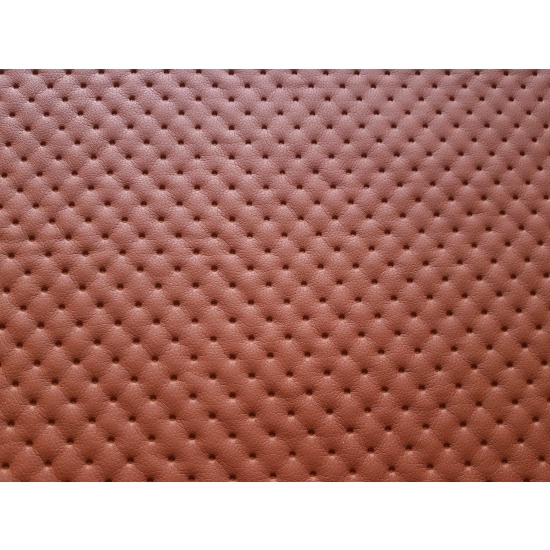 Tkanina tapicerska Ekoskóra pikowana kropki jasny brąz