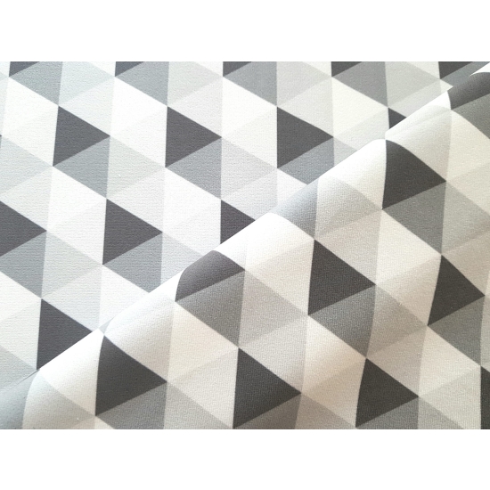 Tkanina tapicerska wzory Welur Trójkąty małe szare