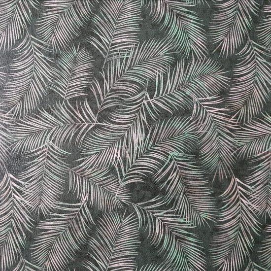Tkanina tapicerska Ekoskóra drukowana Liście tropikalne ciemna zieleń