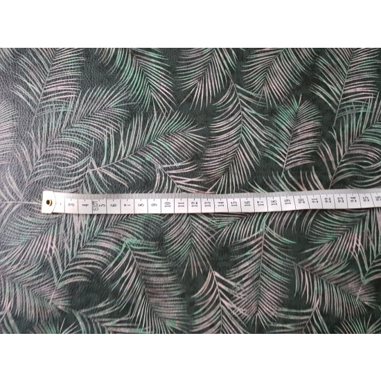 Tkanina tapicerska Ekoskóra drukowana Liście tropikalne ciemna zieleń