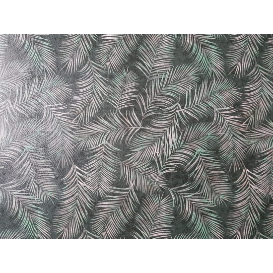 Tkanina tapicerska Ekoskóra drukowana Liście tropikalne ciemna zieleń