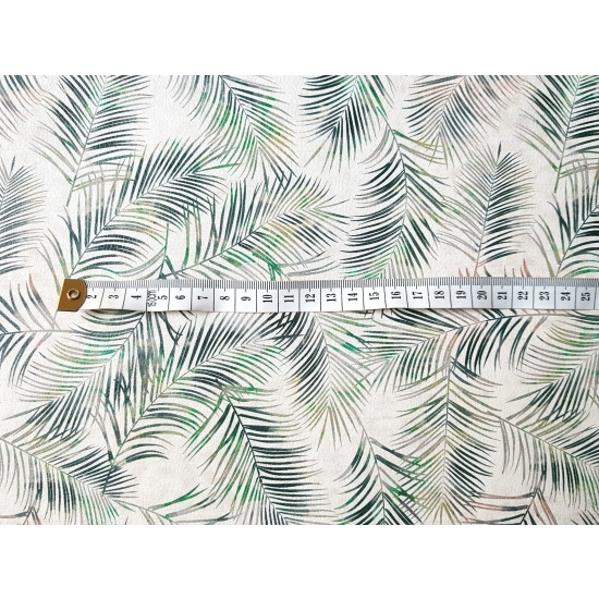Tkanina tapicerska Ekoskóra drukowana Liście tropikalne zielone