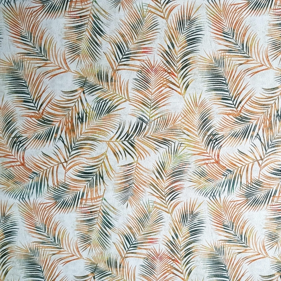 Tkanina tapicerska Ekoskóra drukowana Liście tropikalne złote