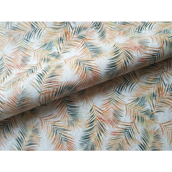 Tkanina tapicerska Ekoskóra drukowana Liście tropikalne złote