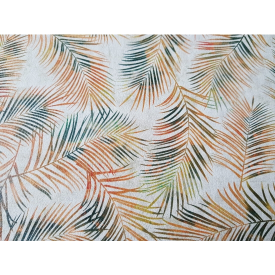 Tkanina tapicerska Ekoskóra drukowana Liście tropikalne złote