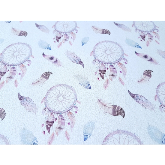 Tkanina tapicerska Ekoskóra drukowana  Łapacze snów