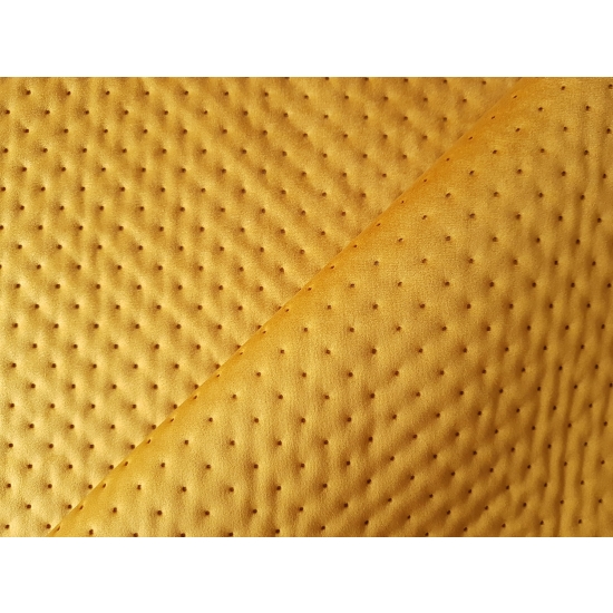 Tkanina tapicerska Welur pikowany kropki żółte
