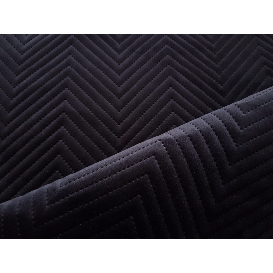 Tkanina tapicerska Welur pikowany zygzak czarny