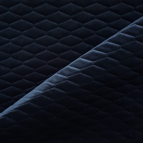 Tkanina tapicerska Welur pikowany romby czarny