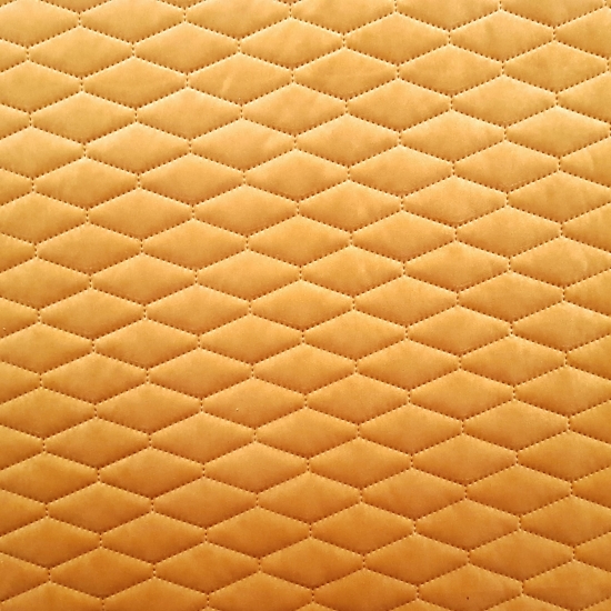 Tkanina tapicerska Welur pikowany romby żółty