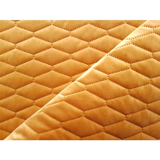 Tkanina tapicerska Welur pikowany romby żółty