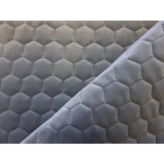 Tkanina tapicerska Welur pikowany heksagony szary 91