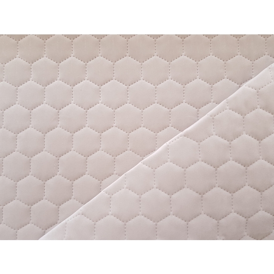 Tkanina tapicerska Welur pikowany heksagony jasny beż