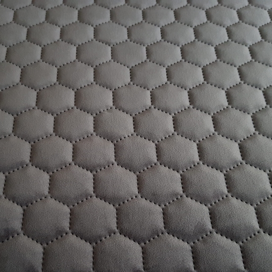 Tkanina tapicerska Welur pikowany heksagony ciemny szary 95