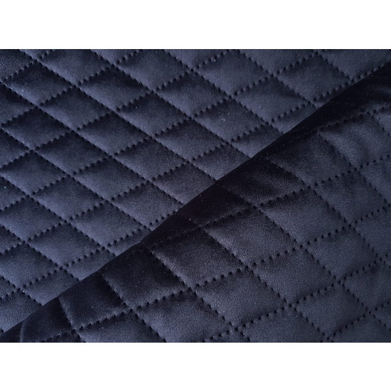 Tkanina tapicerska Welur pikowany karo czarny