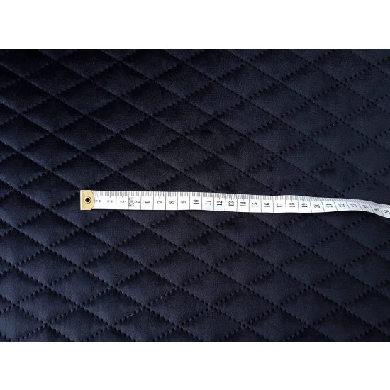 Tkanina tapicerska Welur pikowany karo czarny