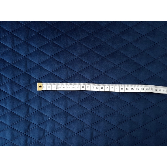 Tkanina tapicerska Welur pikowany karo granatowy