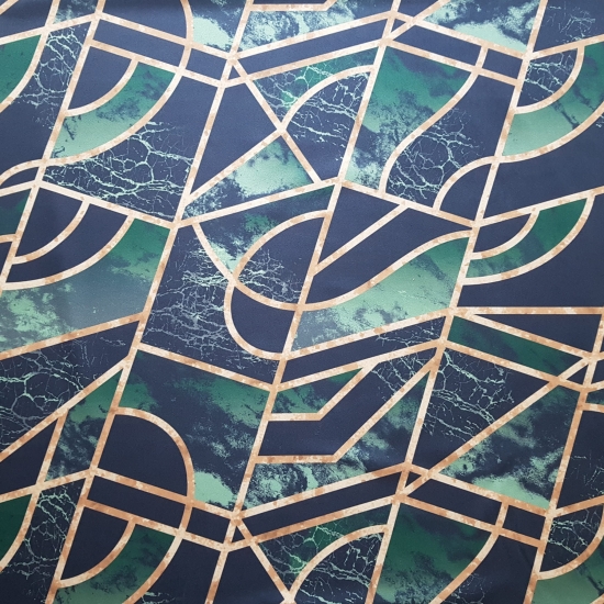 Tkanina tapicerska wzory Welur Szmaragdowe złoto