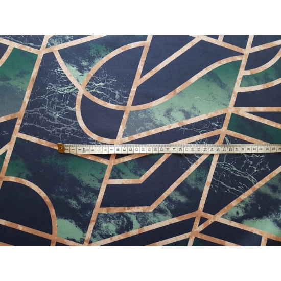 Tkanina tapicerska wzory Welur Szmaragdowe złoto