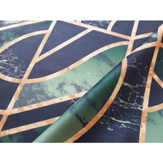 Tkanina tapicerska wzory Welur Szmaragdowe złoto