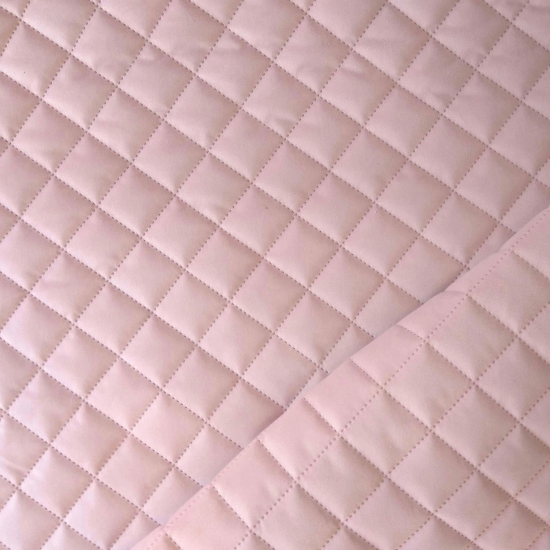 Tkanina tapicerska Welur pikowany karo pastelowy jasny róż
