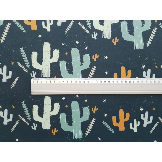 Tkanina tapicerska wzory dziecięce Welur Śpiące kaktusy