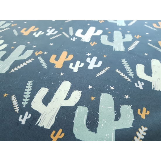 Tkanina tapicerska wzory dziecięce Welur Śpiące kaktusy