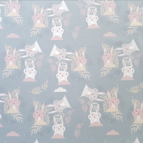 Tkanina tapicerska wzory dziecięce Welur Śpiące zające