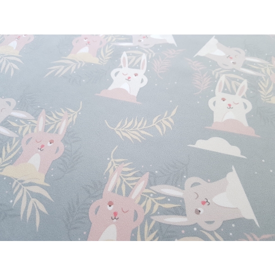 Tkanina tapicerska wzory dziecięce Welur Śpiące zające