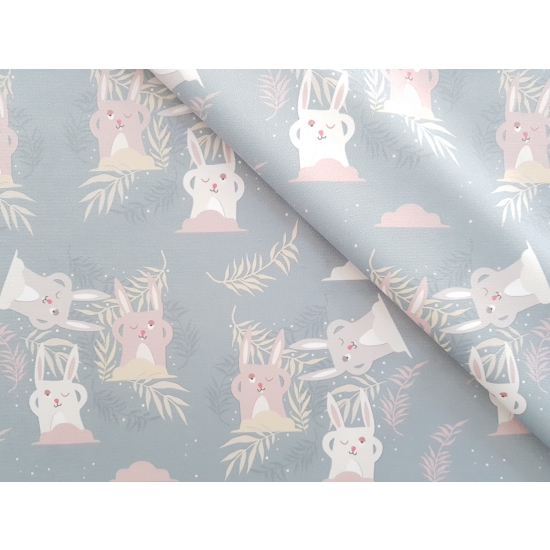 Tkanina tapicerska wzory dziecięce Welur Śpiące zające